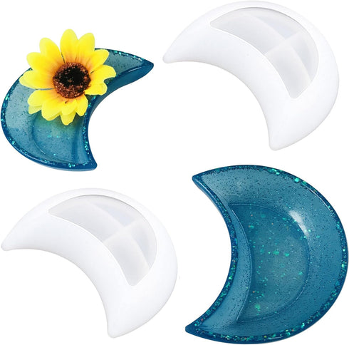 Woohome Silicone Resin Moulds, 2 PCS Moon Box Resin Casting Mould with Sequins, Silicone Measuring Cup, Making Tools for Storage, Resin Crafts DIY...