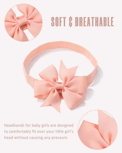 jollybows 40pcs Baby Girls Grosgrain Ribbon Hair Bows Headbands 3" Hair Band Hair Accessories for Infants Newborn Toddler...