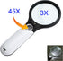 Magnified 3 X 45X 3 LED Light Handheld Magnifier Reading Magnifying Glass Lens Loupe Hobbyists Everyday Use...