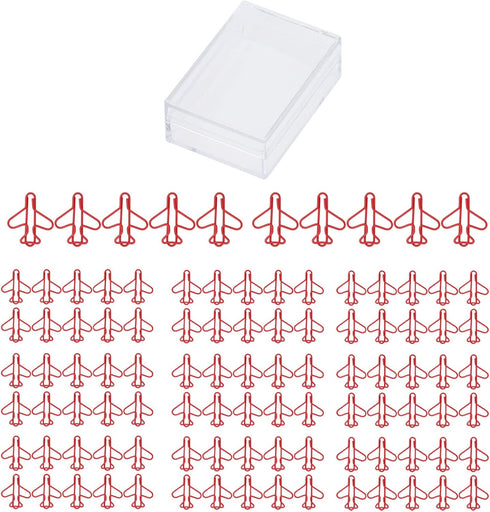 Office Paper Clips, Paper Clips Plating Process Airplane Shaped for Scrapbooking (Red)...