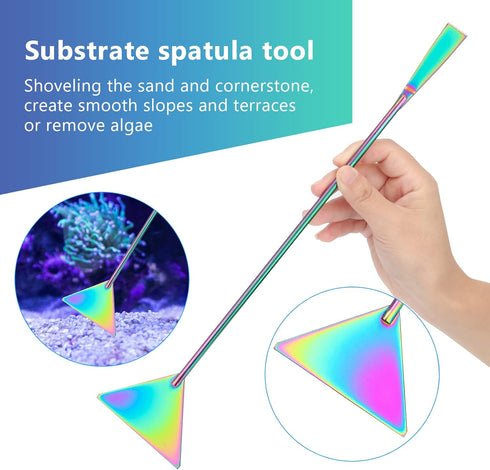 Quarium Aquascape Tools Kits, 4 in 1 Anti-Rust Aquatic Plant Aquascaping Tool Stainless Steel Black Tweezers Scissors Spatula for Aquarium Tank Cl...