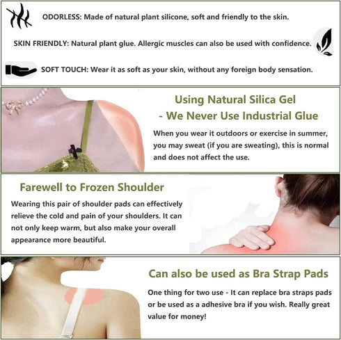 Silicone Shoulder Pads for Womens Clothing, Anti-Slip Shoulder Push-Up Pads Invisible Breathable Enhancer Reusable (2 Pairs (Transparent & Skin)...