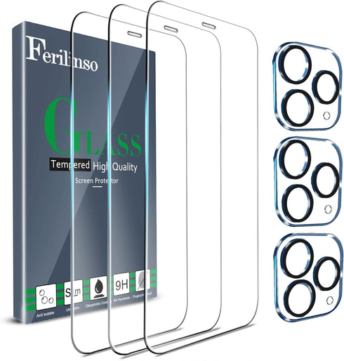 Ferilinso 3 Pack Screen Protector for iPhone 11 Pro Max with 3 Pack Tempered Glass Camera Lens Protector Phone Case Friendly Ultra Accessories Pro...