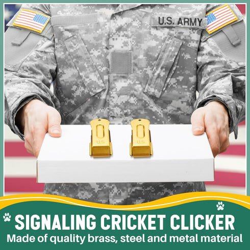 2 Pieces Brass Pet Training Clicker Signaling Cricket Clicker Metal Dog Clicker for Puppy Cats Trainer Pet Owners (Gold)...