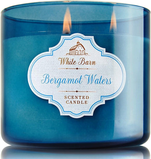 Bath and Body Works White Barn Bergamot Waters 3 Wick Candle 14.5 Ounces...