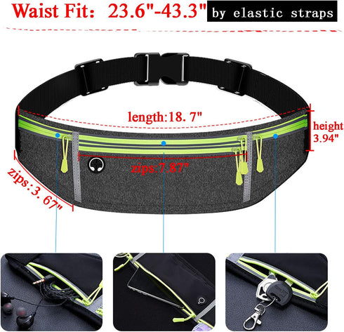 Waist pack sport running Belt Pack with adjustable Strap for running hiking travel outdoors sport (Grey, 4 Pockets)...