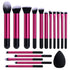 BS-MALL Makeup Brushes 16 Pcs Purple Short Handle Travel Makeup Brus Set with 1 Triangle Puff (HotPink)...