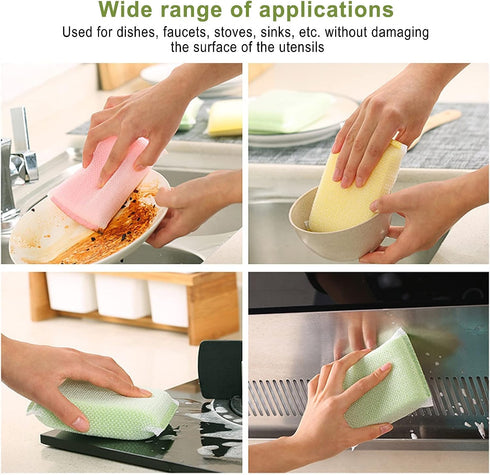 Kitchen Dishwashing Sponge Multi-Purpose Mesh Net Scouring Pad, Odor-Free Sponge Wipes Suitable for Travel Apartments Household Cleaning (9)...