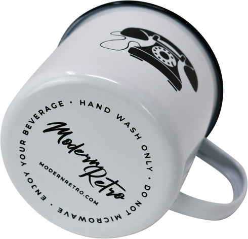 Modern Retro Enamel Mug Camping Mug in Vintage Enamelware Designs – Fun Metal Coffee Mug and Durable Camping Cup - Tin Mugs for Coffee (or Whiskey...