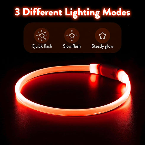 Led Dog Collars for Small Dog,Vizpet XS Light up Adjustable Collar USB Rechargeable Bright Safety Pet Collar for Cats Dogs(Orange)...