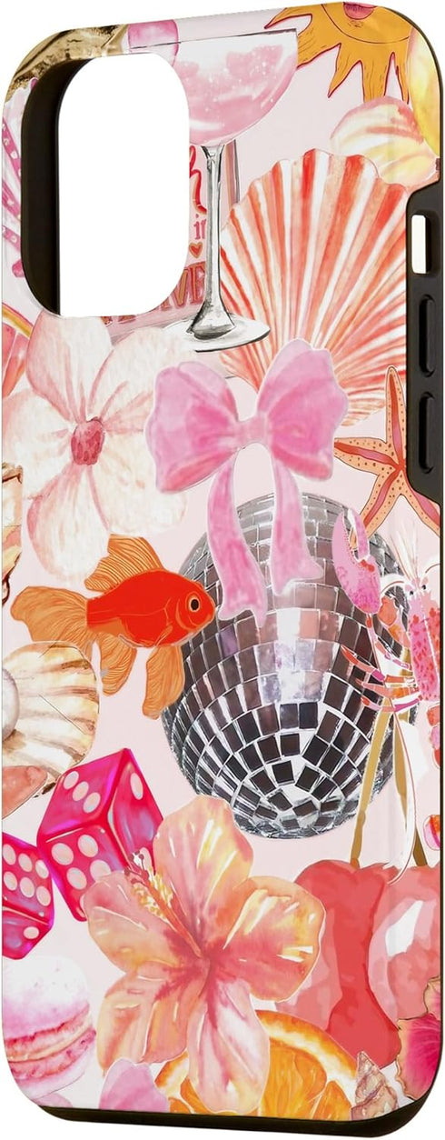 iPhone 14 Pro Max Vintage Collage Art Pink Summer Scrapbook Floral Aesthetic Case...