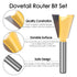 KOWOOD Dovetail Router Bit Set 6 Sizes with 1/4 Inch Shank ,Cutting Dia in 1/4" 3/8" 1/2" 5/8" 3/4" 7/8" Wood Milling Cutter Tool for Making Boxes...