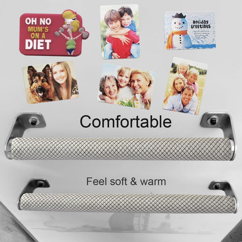 OUGAR8 Refrigerator Door Handle Covers Handmade Decor Protector for Ovens, Dishwashers.Keep Your Kitchen Appliance Clean from Smudges, Food Stains(5pcs, Rhombus Light Gray)