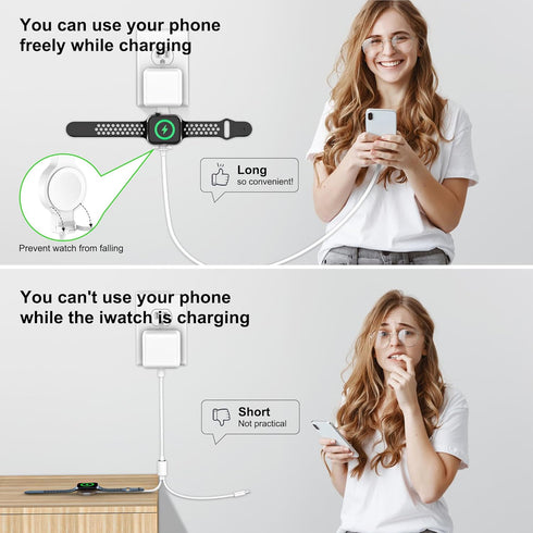 ???????? ???????????????? for Apple Watch Charger,2 in 1 iPhone and iWatch Wireless Magnetic Fast Charging,Long USB C to Lightning Cable 6FT for A...