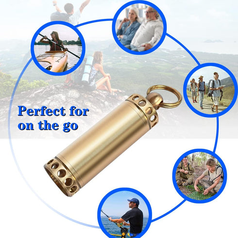 Pill Holder Keychain Container,Portable Mini Brass Waterproof Pill Box for Purse Pocket,Small Pill Case for Outdoor Travel Camping Daily Use...