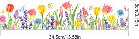 67.9 Ft Tulip Bulletin Board Border, Bulletin Border Flower Shape Scrolling Bulletin Board Decorative Stickers for School Classroom Office Chalkbo...