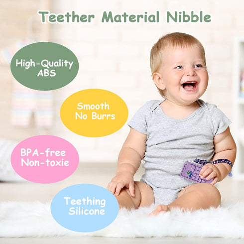 2PCS Silicone Baby Teething Toys, Cell Phone Teether Toys with 2PCS Pacifier Clip, Baby Teething Toys for 0-12 Months, Baby Phone Chew Toys BPA Fr...