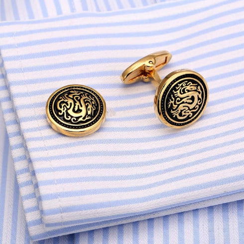 Dragon Cufflinks for Men, Norse Viking Dragon Cufflinks, Celtic Dragon Totem Enamel Cuff Links, Dragon Shirt Tuxedo Cufflinks, Punk Animal Cufflin...