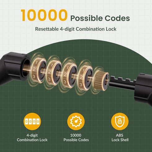Titanker Bike Lock Cable, 4 Feet Bike Cable Lock Basic Self Coiling Kids Bike Lock Combination with Complimentary Mounting Bracket, 5/16 Inch Diam...