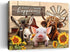 Beabalea Farmhouse Animals Canvas Kitchen Wall Art Rustic Sunflowers Donkey Cow Pig Pictures Wall Decor Country Red Barn Windmills Artwork Paintin...