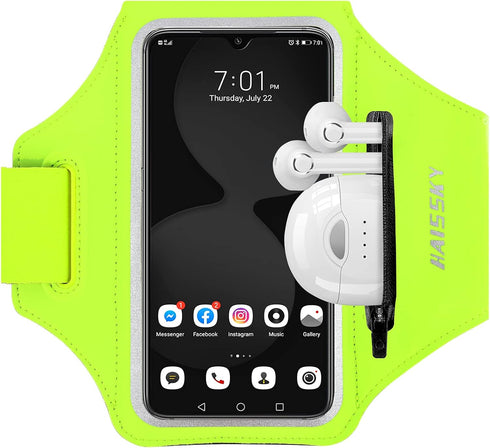 HAISSKY Running Armband with Airpods Bag Cell Phone Armband for iPhone 12/11 Pro /11/XR/XS/X/8, Galaxy S9/S8 Water Resistant Sports Phone Holder C...