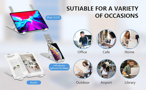 Laptop Stand, Adjustable Aluminum Foldable Portable Holder, Upgrade Whole Anti-Slip Silicone Pad, Laptop Riser for Desk Compatible with MacBook Ai...