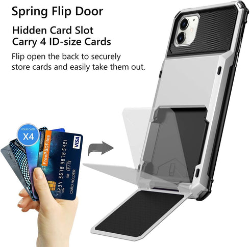 Vofolen Case for iPhone 11 Case Protective Wallet 4-Card Holder ID Slot Flip Door Hidden Pocket Anti-Scratch Dual Layer Hybrid TPU Bumper Armor Ha...