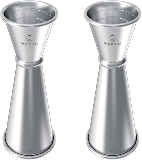 Homestia Jigger for Bartending, Double Cocktail Jigger Japanese Premium 304 Stainless Steel Heavy-Duty Jigger 2 OZ 1 OZ with Measurements Inside f...