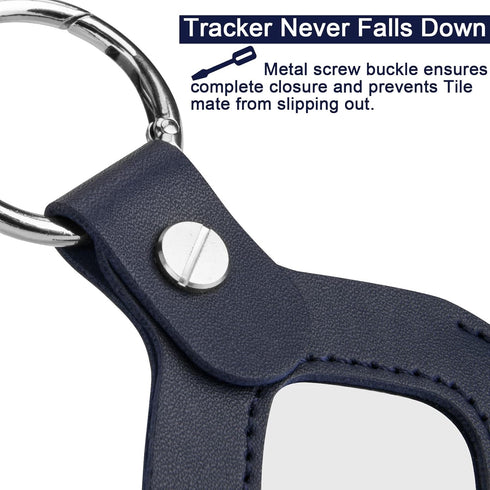 Holder Case for Tile Mate 2022 Tracker, Microfiber Leather Sleeve Case Protective Cover with Keychain Compatible with Tile Mate, 1 Pack (Dark Blue...