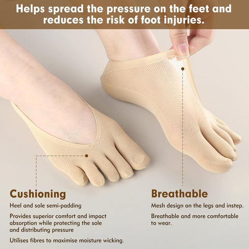 5 Pairs Toe Socks Women, Sock Align Toe Socks for Women for Bunions, No Show Toe Socks Women, Toe Compression Socks Toe Separator Socks...