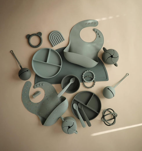 mushie Silicone Baby Teether Toy | Bear (Dried Thyme)...