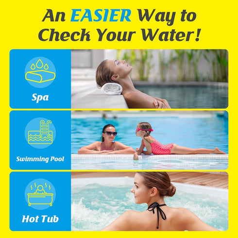 Swimming Pool Test Strips 100Count: Easy@Home 7-Way Accurate Water Chemicals Testing Kit for Chlorine, Bromine, Hardness, pH, CYA, Alkalinity...