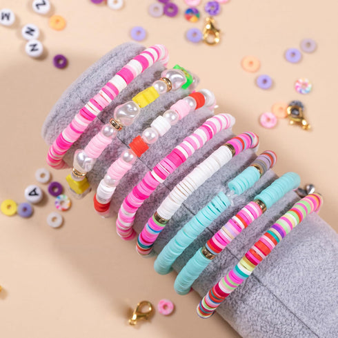 Ybxjges Clay Beads Bracelet Making Kit, 3800Pcs Polymer Flat Beads for Jewelry Making Heishi Beads for Friendship Bracelet Kit with Charm Kit for ...