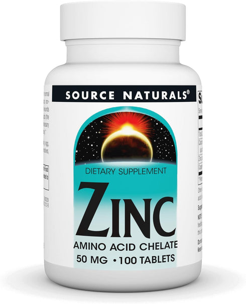 Zinc Chelate 50mg Source Naturals, Inc. 100 Tabs...
