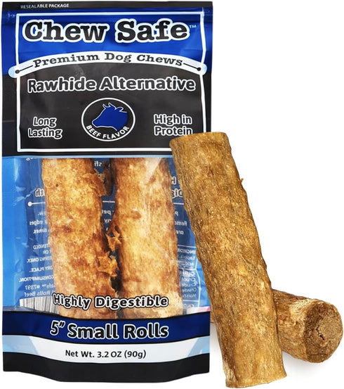 CHEWSAFE Premium Rolls Dog Chew Treats Beef Flavor Highly Digestible for Small Dogs, Pet Chew Treats Satisfy Dogs Natural Desire to Chew, Promote ...