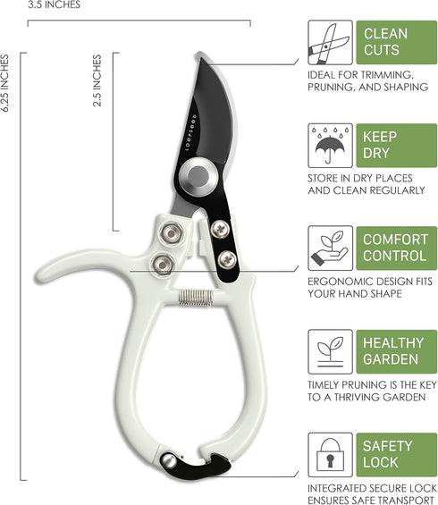 Bypass Pruning Shears Hand Pruner Garden Trimming Scissors Plant Trimmers Herb Snips Flower Clippers Ergonomic Handle Modern Garden Tools...