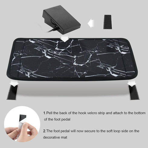 Sewing Machine Foot Pedal Pad Stay in Place Mat, Non Slip Rubber and Hook and Loop Pad to Keep Foot Pedal Steady on Hard Floor Carpet, Piano Pedal...