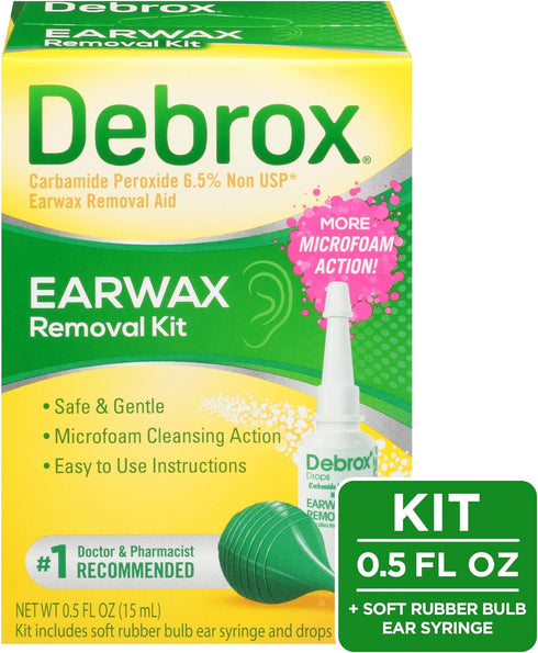 Debrox Ear Wax Removal Kit - Includes Bulb Syringe and 0.5 Fl Oz Removal Drops for Cleaning Ears...