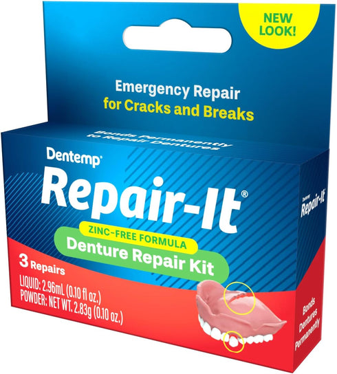 Dentemp Repair Kit - Repair-It Advanced Formula Denture Repair Kit (Pack of 3) - Denture Repair Kit Repairs Broken Dentures - Denture Repair to Me...
