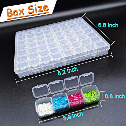 56 Grid Diamond Painting Container Box with 4pcs Label Stickers for Sewing,Organizer Nail Diamonds and Bead for DIY Art Craft...