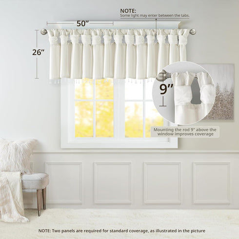 Madison Park Emilia Faux Silk Valance, DIY Twist Tab Top Finish with Beads, Window Valance Curtain for Living Room, Bedroom and Dorm, 26"L x 50"W,...