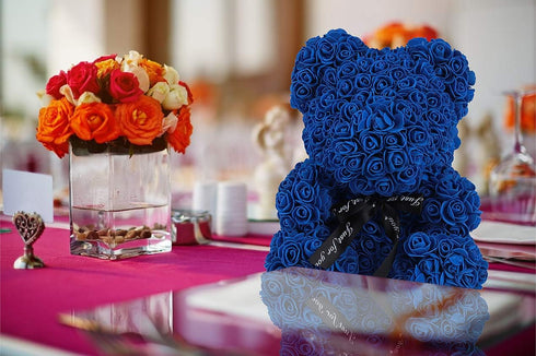 RECUTMS Rose Teddy Bear, 10 inch Flower Bears with Lights, Artificial Foam Floral Gifts for Valentines Day Mothers Day Christmas Wedding Anniversa...