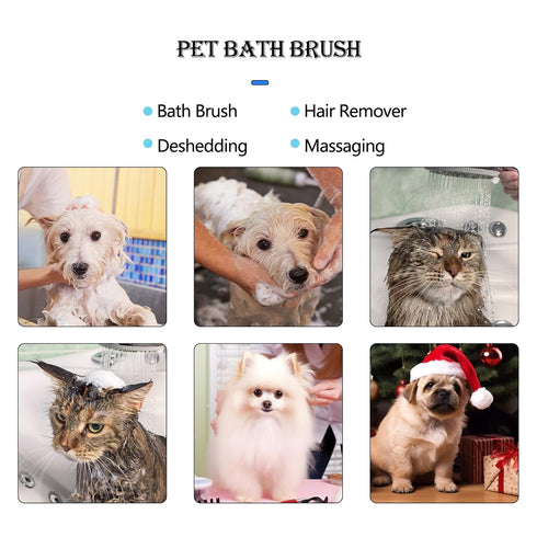 Dog Bath Brush, 3 Pcs Dog Shampoo Brushes, Dog Bath Scrubber, Pet Dog Shampoo Dispenser Brush, Silicone Dog Scrubber for Bath Massage Brush for Sh...