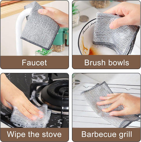 22 Pcs Wire Dishcloth Powerful Cleaning Double-Layer Steel Wire Cleaning Cloth Non Scratch Wire Dishcloth Rag for Cookware, Dishes,Sinks, Stove To...