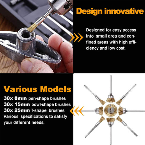 90 Pcs Wire Brushes Set, Rocaris Brass Wire Wheels Pen Brushes Set Kit Accessories for Rotary Tool...