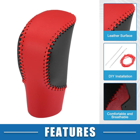 Gear Shifting Knob Cover Automatic Transmission Lever Trim for Honda HR-V 2023 2024 Faux Leather Red...
