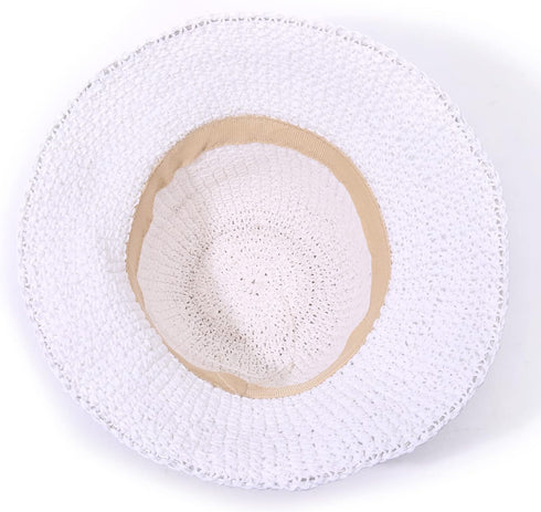 Womens Straw Hat Wide Brim Crotchet Straw Bucket Sun Hat Packable Floppy Beach Hats for Women Summer Travel Accessories...