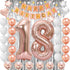 Happy 18th Birthday Decorations for Girls-Complete 18 Party Decor-Rose Gold 18th Birthday Balloons Kit with 40" Giant 18 Number Balloon...