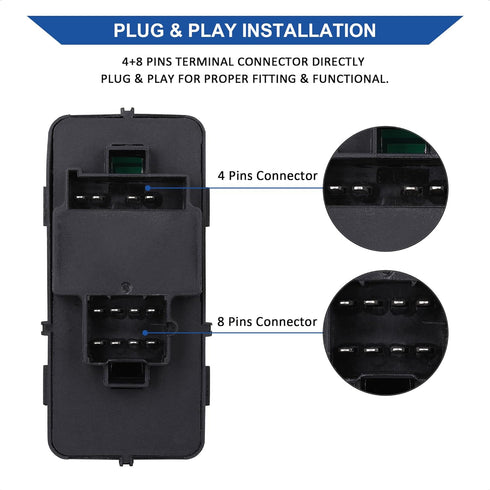Power Master Window Switch 10283834 - Compatible with Chevy Impala 2000-2005, Buick Rendezvous 2002-2003 - Replace 10422427...