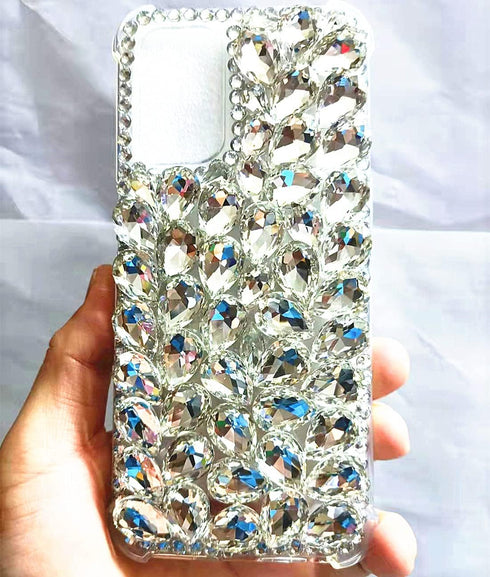 Aikukiki for OnePlus Nord N200 Case,3D Handmade Sparkle Stunning Stones Crystal Diamond Bling Glitter Phone Case for OnePlus Nord N200 5G (T-Mobil...
